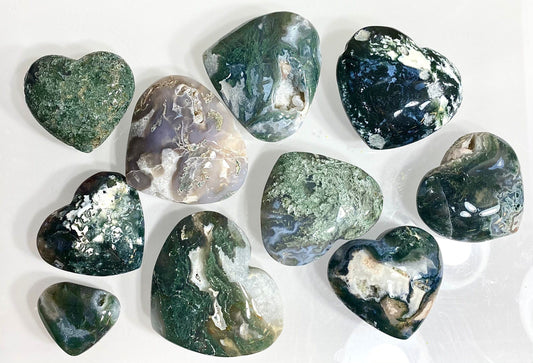 Wholesale Lot 2 Lbs Natural Moss Agate Crystal Heart Healing Energy