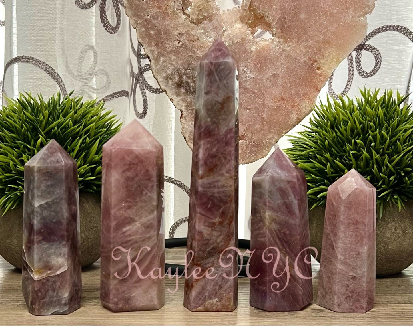 Wholesale Lot 2 lbs Natural Purple Rose Quartz Obelisks Crystal Tower Point