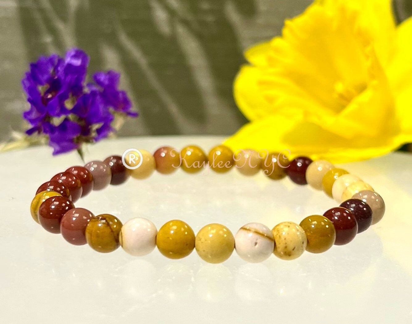 Wholesale Lot 6 Pcs Natural Mookaite Jasper 6mm 7.5” Crystal Healing Stretch Bracelet