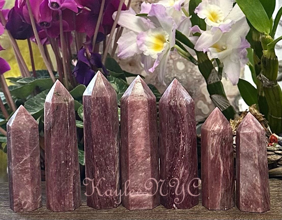 Wholesale Lot 1 Lb Natural Red Lepidolite Obelisk Tower Point Crystal Healing