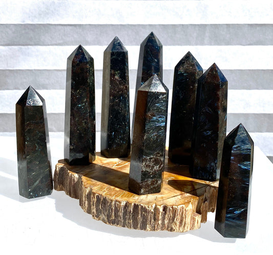 Wholesale Lot 2 lbs Natural Astrophyllite aka Arfvedsonite Obelisk Tower Point Crystal Healing