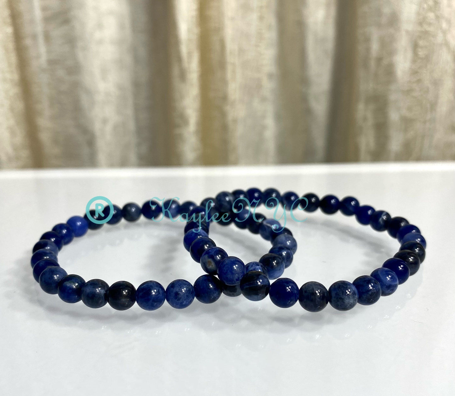 Wholesale 6 Pcs Natural Sodalite 6mm 7.5” Crystal Healing Stretch Bracelet