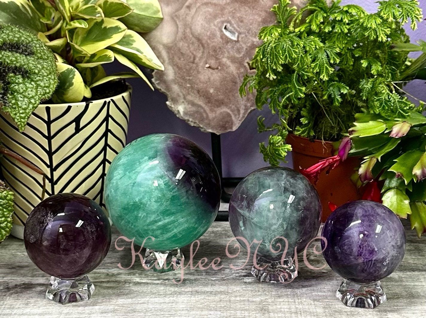 Wholesale Lot 4-5 Pcs Natural Watermelon Fluorite Spheres Crystal Ball 4.8 to 5 Lbs