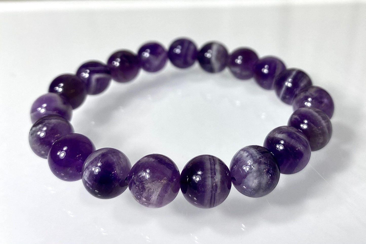 Wholesale 6 Pcs Natural Chevron Amethyst 10mm 7.5” Crystal Healing Stretch Bracelet