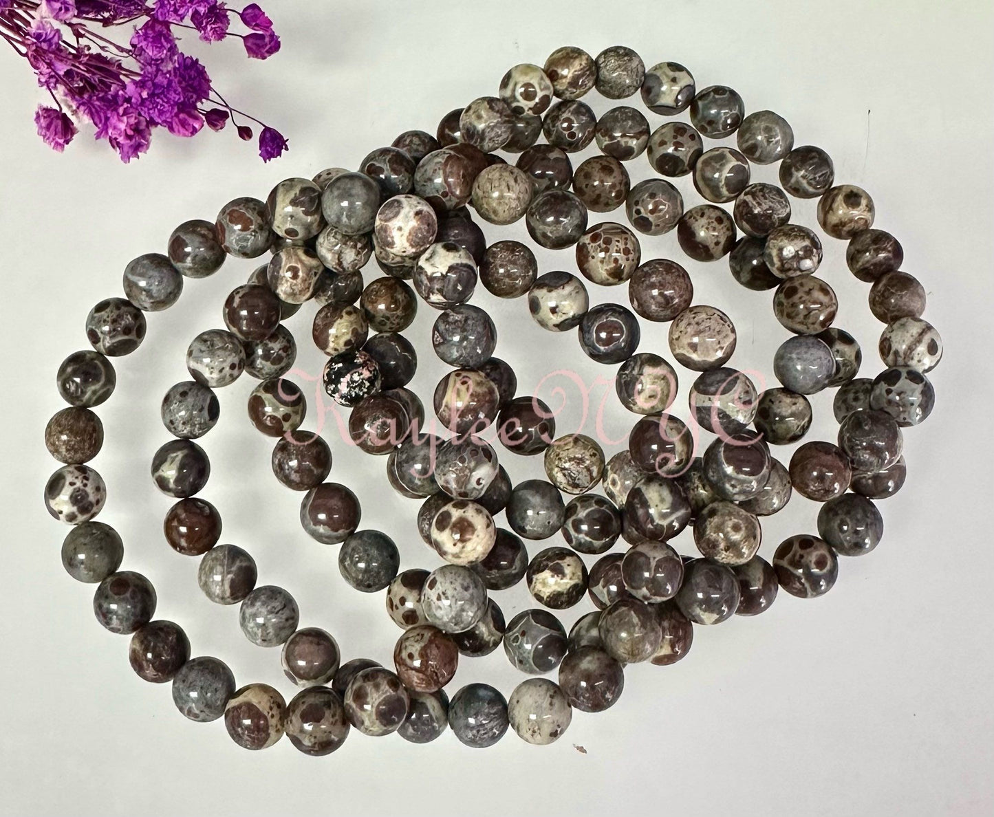 Wholesale 6 Pcs Natural Asteroid Jasper 8mm 7.5” Crystal Stretch Bracelet