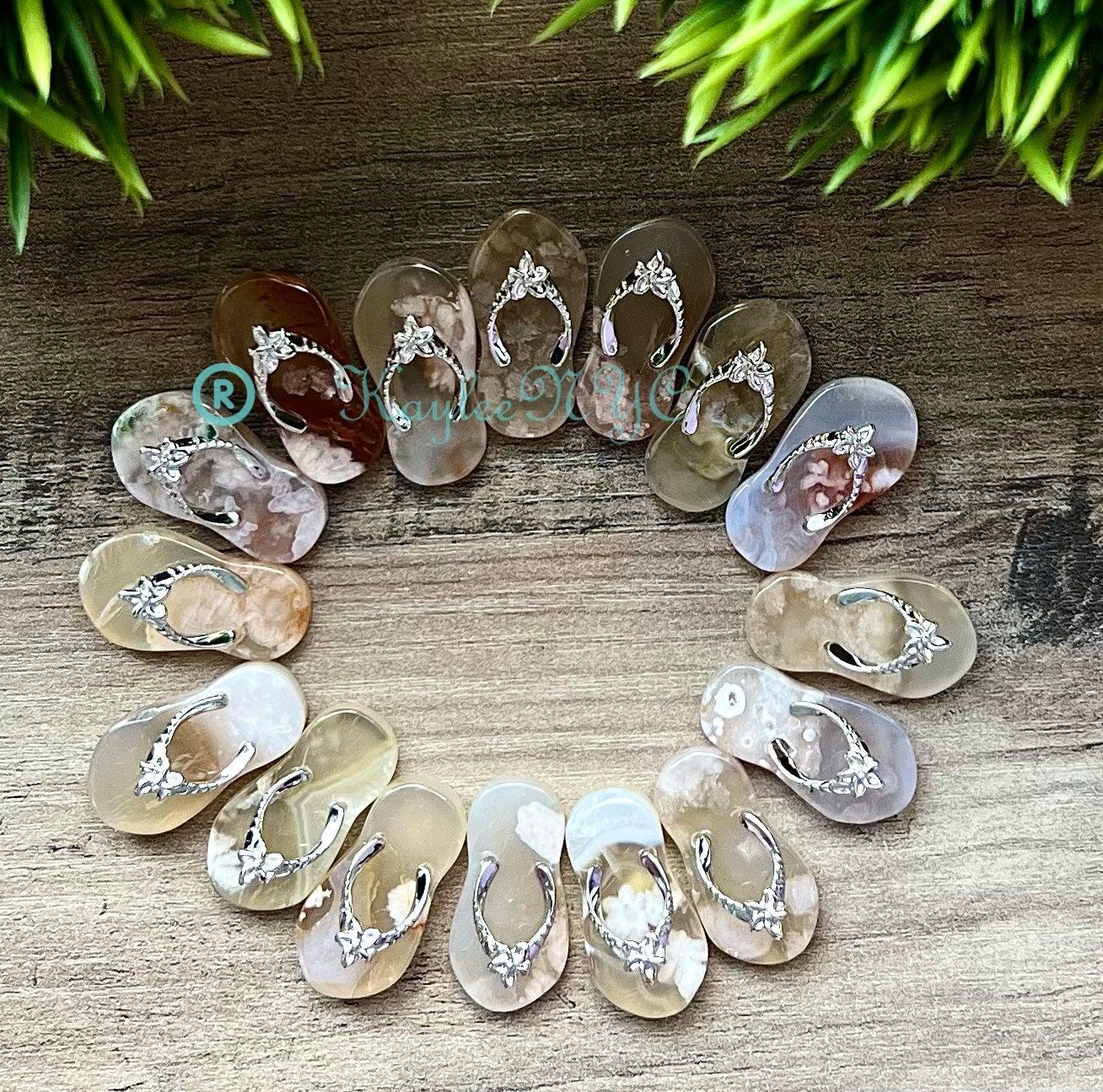 Wholesale Lot 16 PCs 1.1” Natural Flower Agate  Sandal Healing Energy