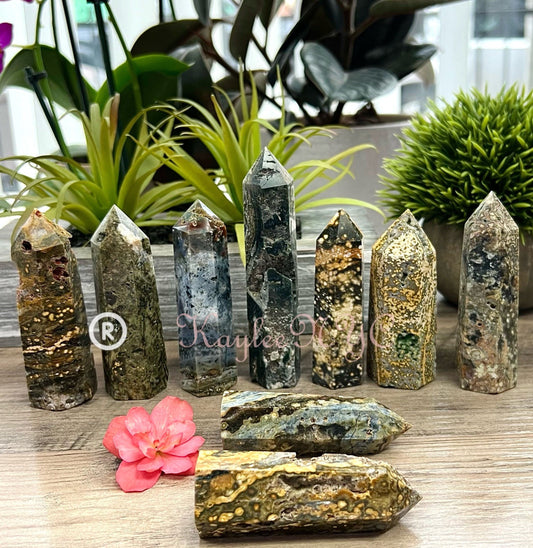 Wholesale Lot 2 Lb Natural Ocean Jasper Obelisk Tower Point Crystal Healing