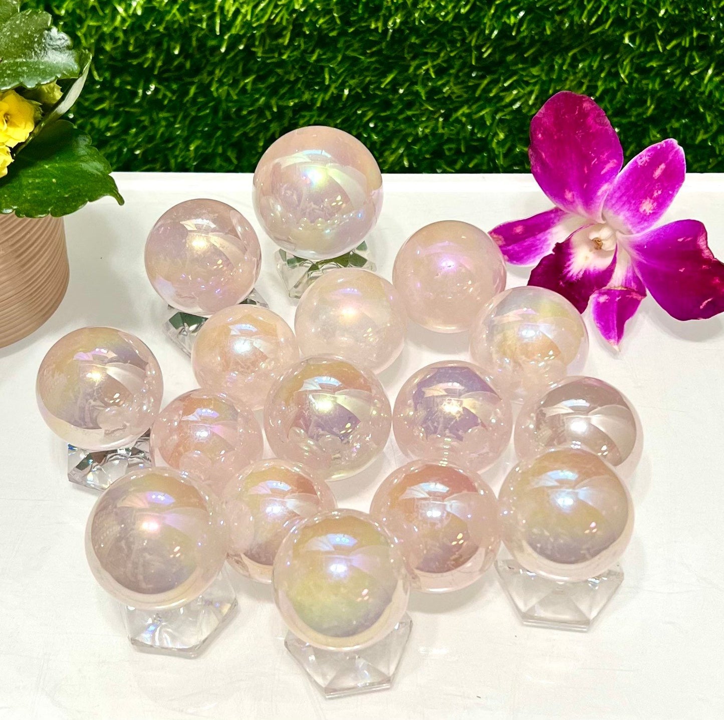 Wholesale Lot 2 Lb Angel Aura Rose Quartz Sphere Crystal Healing Energy