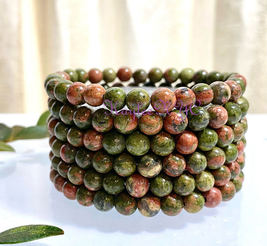 Wholesale 6 Pcs Natural Unakite 6mm 7.5” Crystal Healing Stretch Bracelet