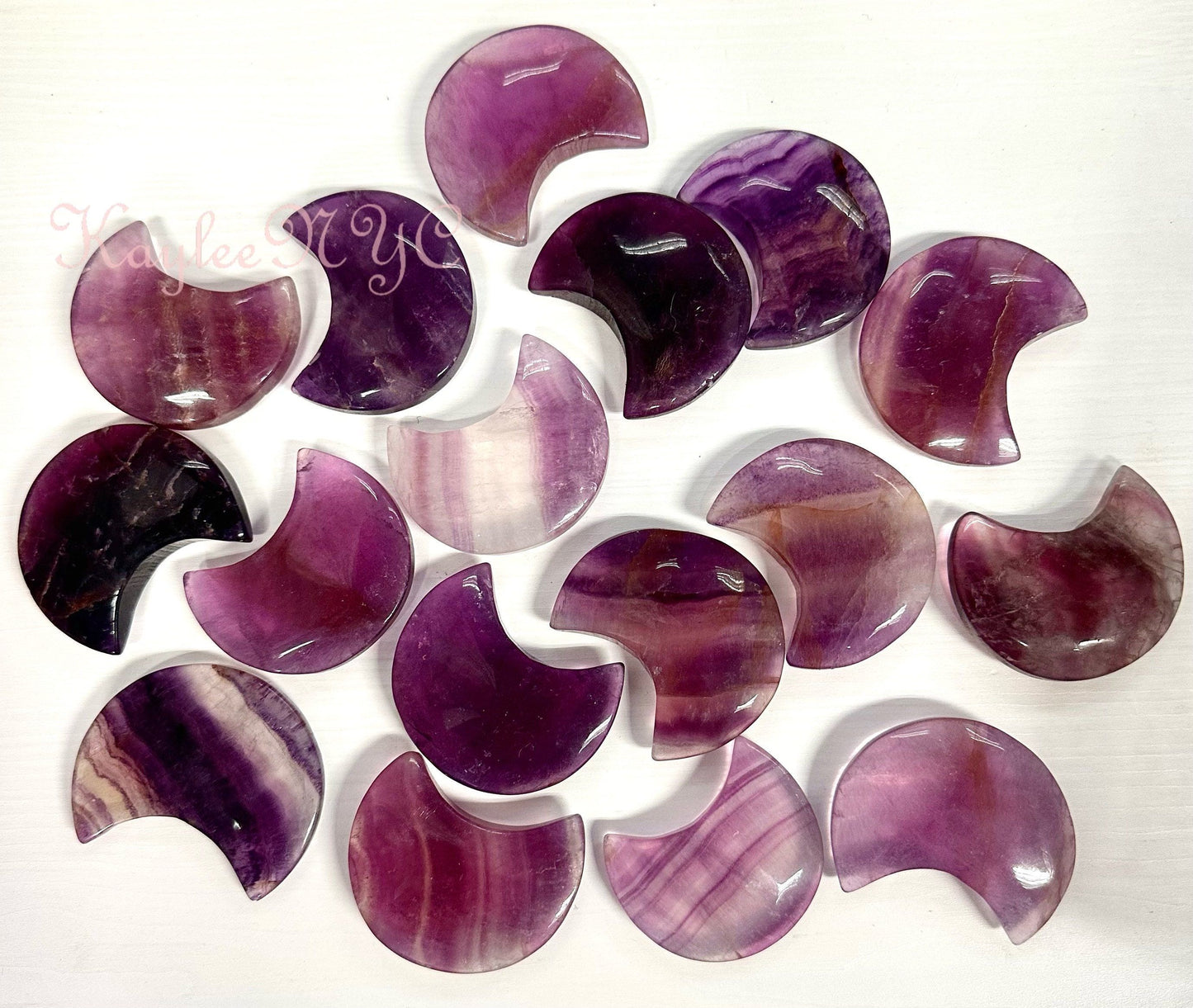 Wholesale Lot 2 lbs Natural Magenta Fluorite Moon Crystal Healing Energy