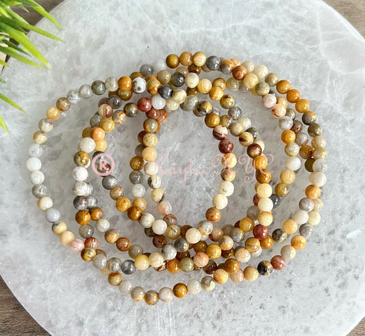 Wholesale Lot 6 Pcs Natural Crazy Lace Agate 4mm 7.5” Crystal Healing Stretch Bracelet