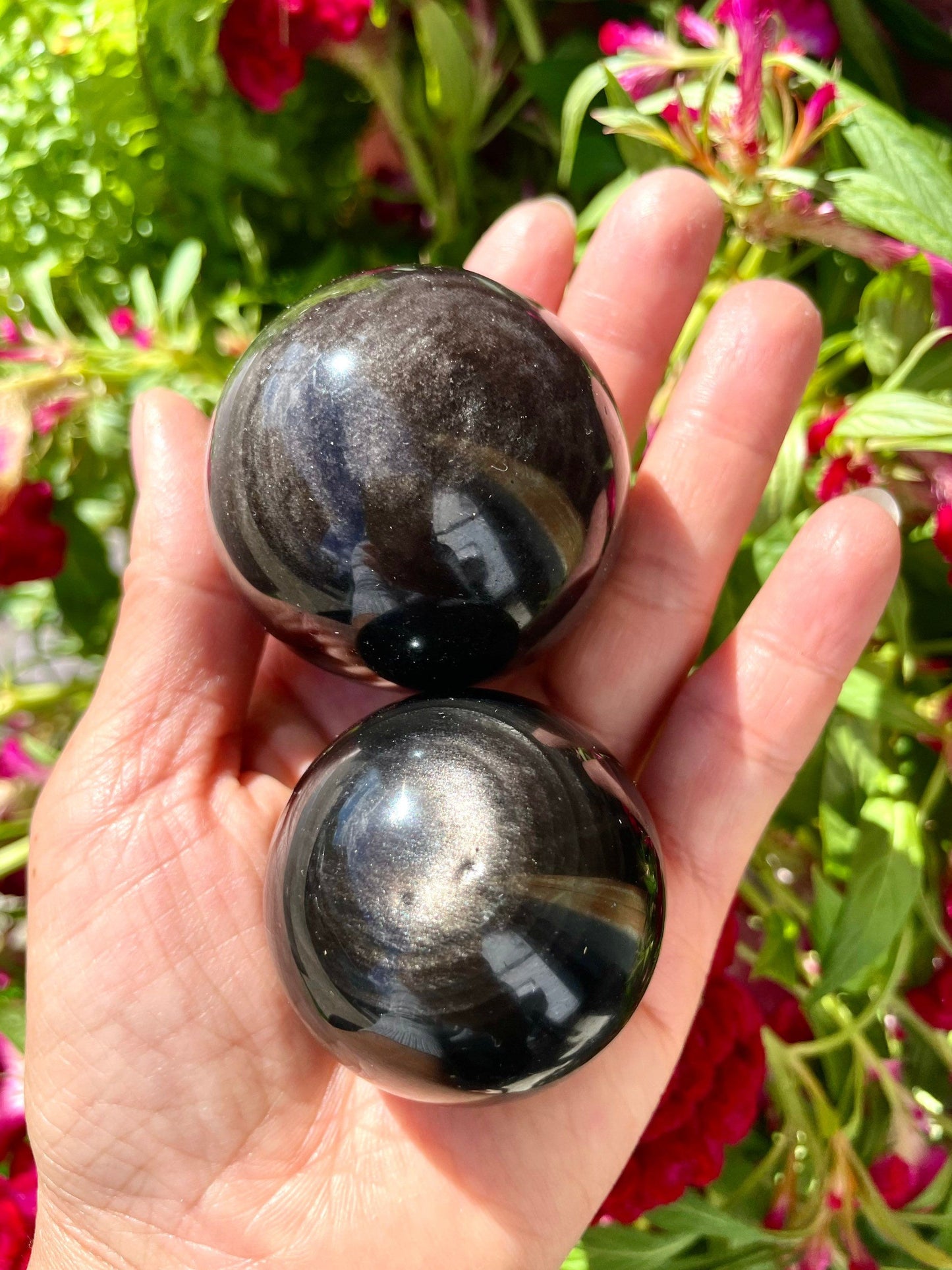 Wholesale Lot 4 to 6 pcs Natural Silver Sheen Obsidian Sphere Crystal Ball Healing 1.9 to 2 lbs