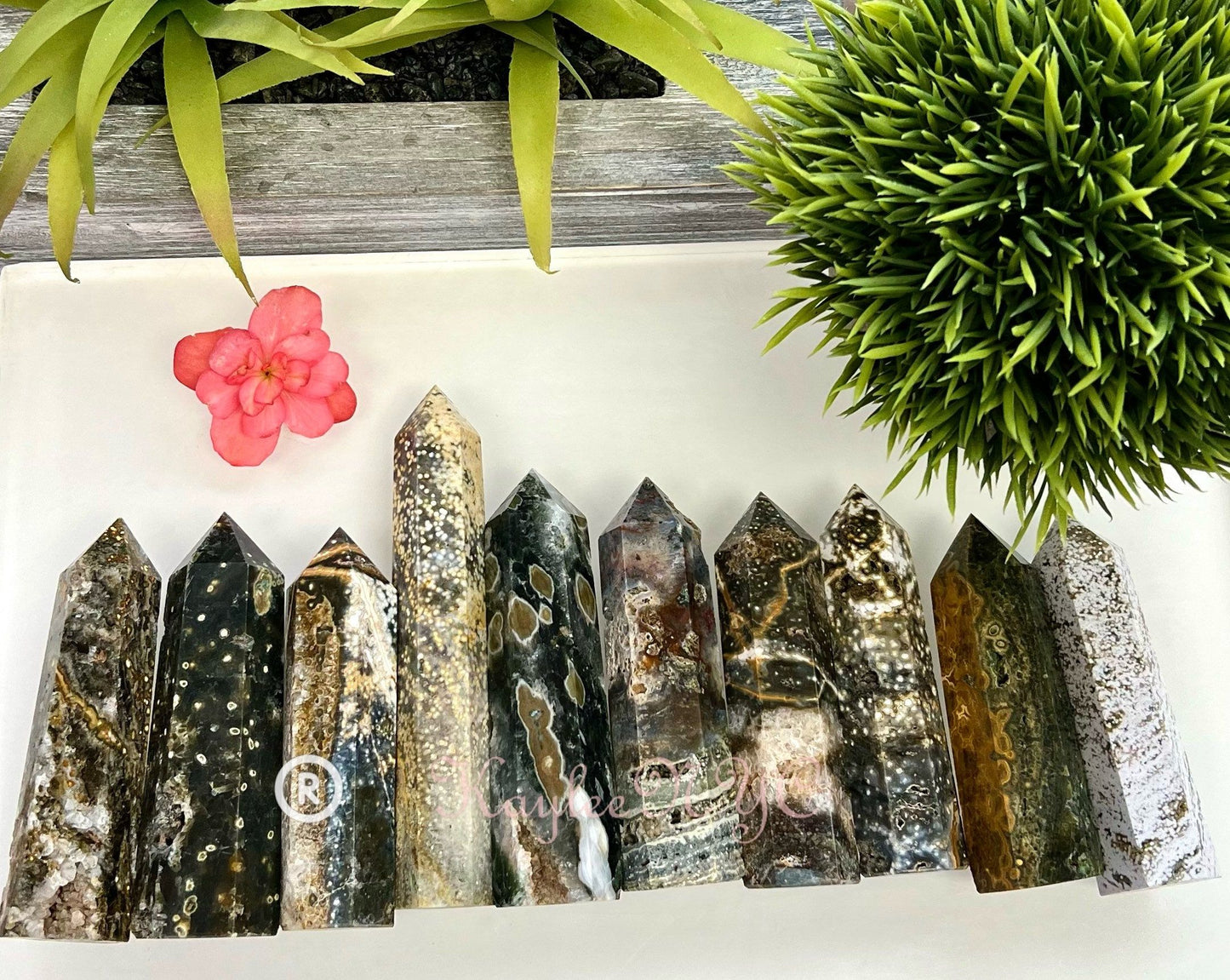 Wholesale Lot 2 Lb Natural Ocean Jasper Obelisk Tower Point Crystal Healing