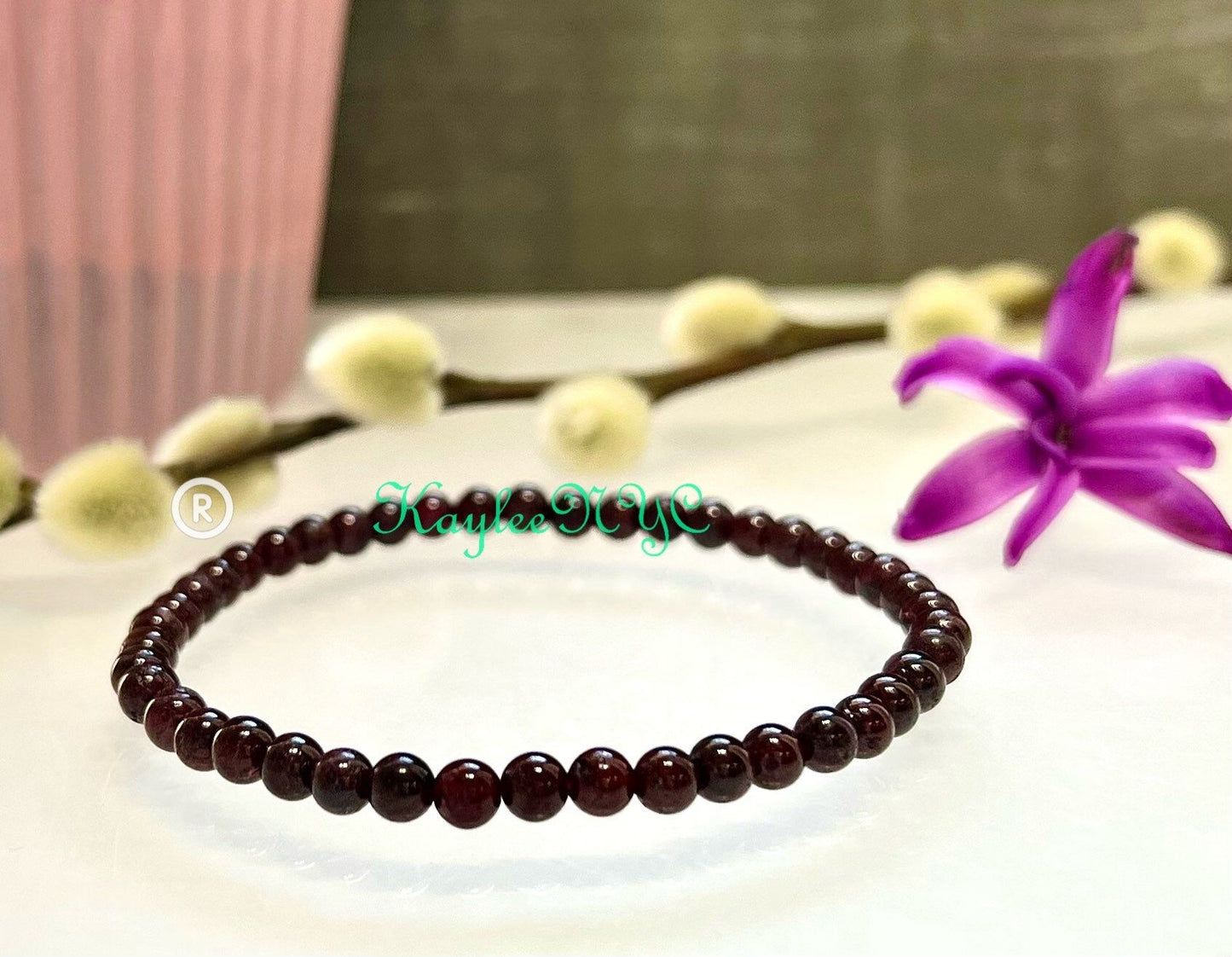 Wholesale Lot 6 Pcs Natural Garnet 4mm 7.5” Crystal Healing Stretch Bracelet