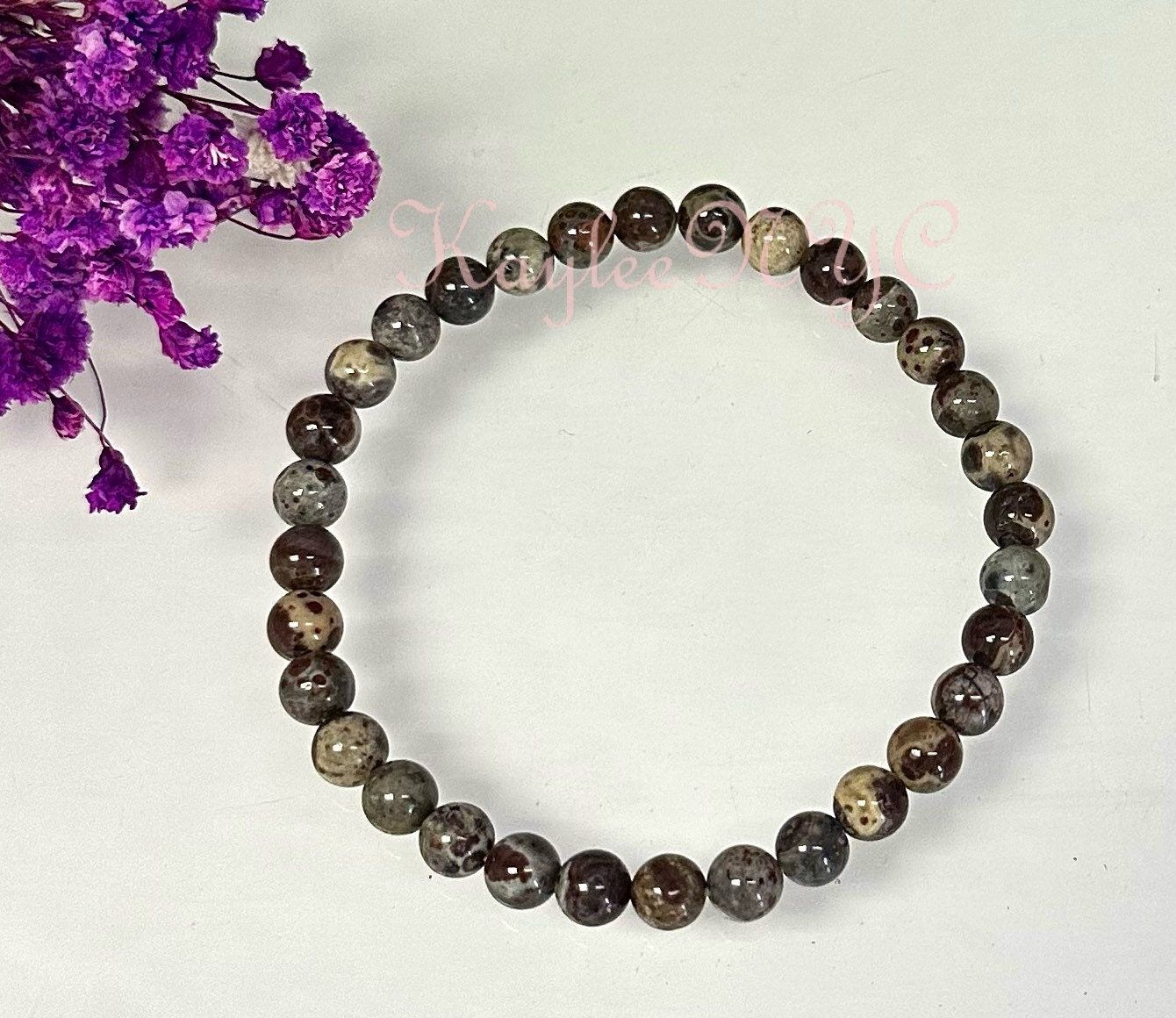 Wholesale 6 Pcs Natural Asteroid Jasper 6mm 7.5” Crystal Healing Stretch Bracelet