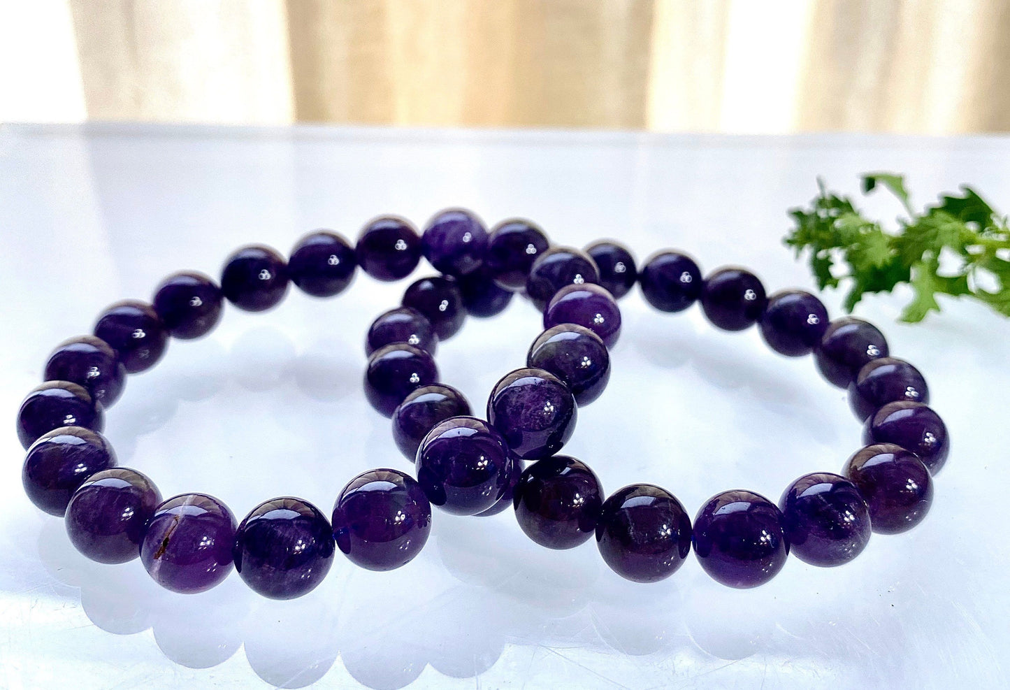 Wholesale 6 Pcs Natural Amethyst 10mm 8” Crystal Healing Stretch Bracelet