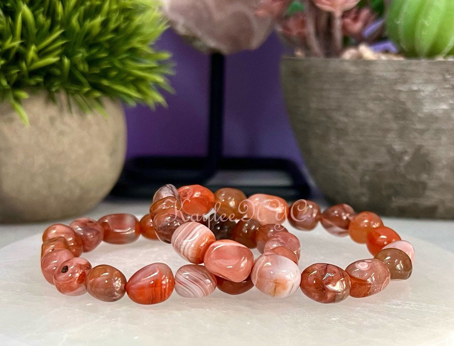 Wholesale 6 Pcs ~10mm 7.5” Natural Red Blood Agate tumble Stretch Bracelet Crystal Healing Energy