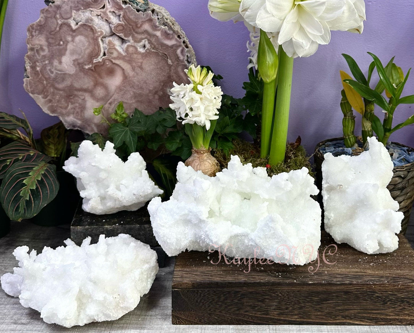 Wholesale Lot 3-4 PCs Natural White Aragonite Cluster Raw Crystal