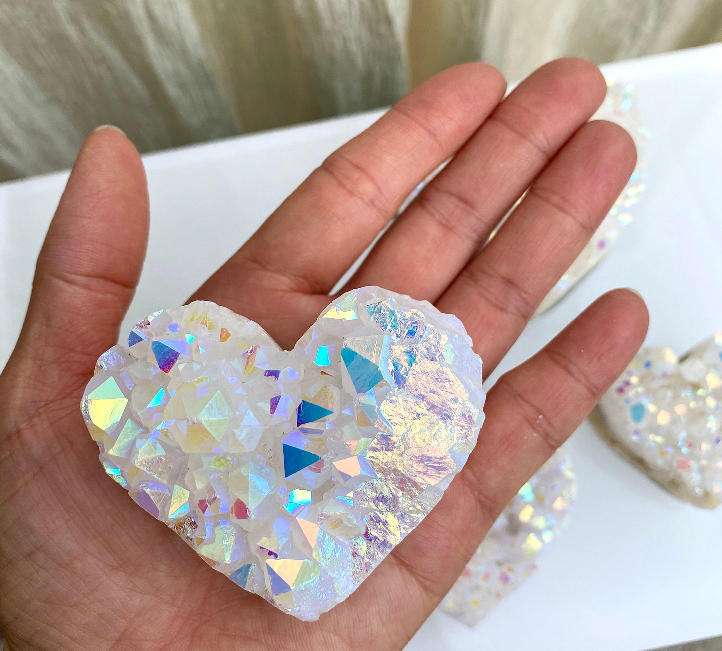 Wholesale Lot 7-12 pcs Angel Aura Quartz Cluster  Heart Crystal Raw Nice Quality