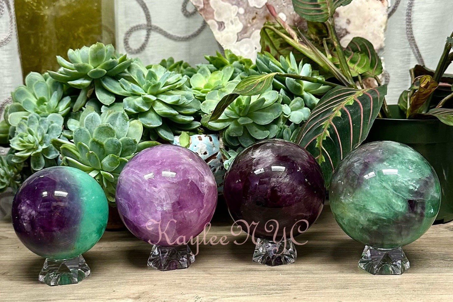 Wholesale Lot 4-5 Pcs Natural Watermelon Fluorite Spheres Crystal Ball 4.8 to 5 Lbs