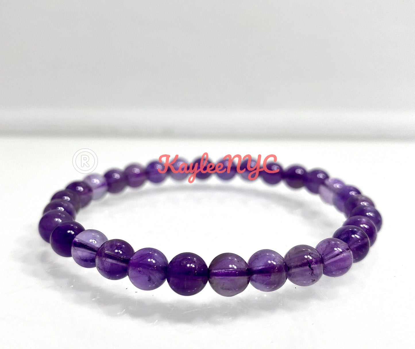 Wholesale 6 Pcs Natural Amethyst 6mm 7.5” Crystal Healing Stretch Bracelet