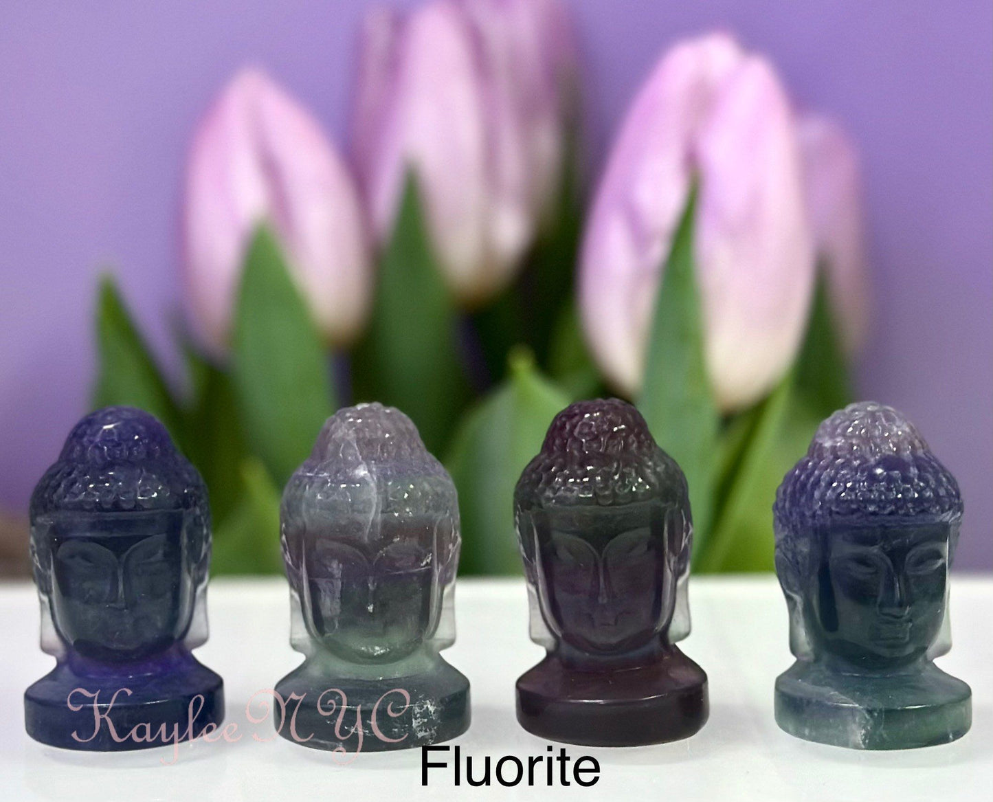 Wholesale lot 5 Pcs 2” Mix Natural Crystal Guanyin Female Buddha Head