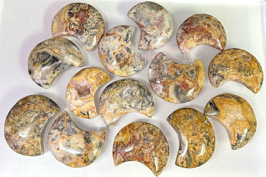 Wholesale Lot 2 lbs Natural Crazy Lace Agate Moon Crystal Healing Energy