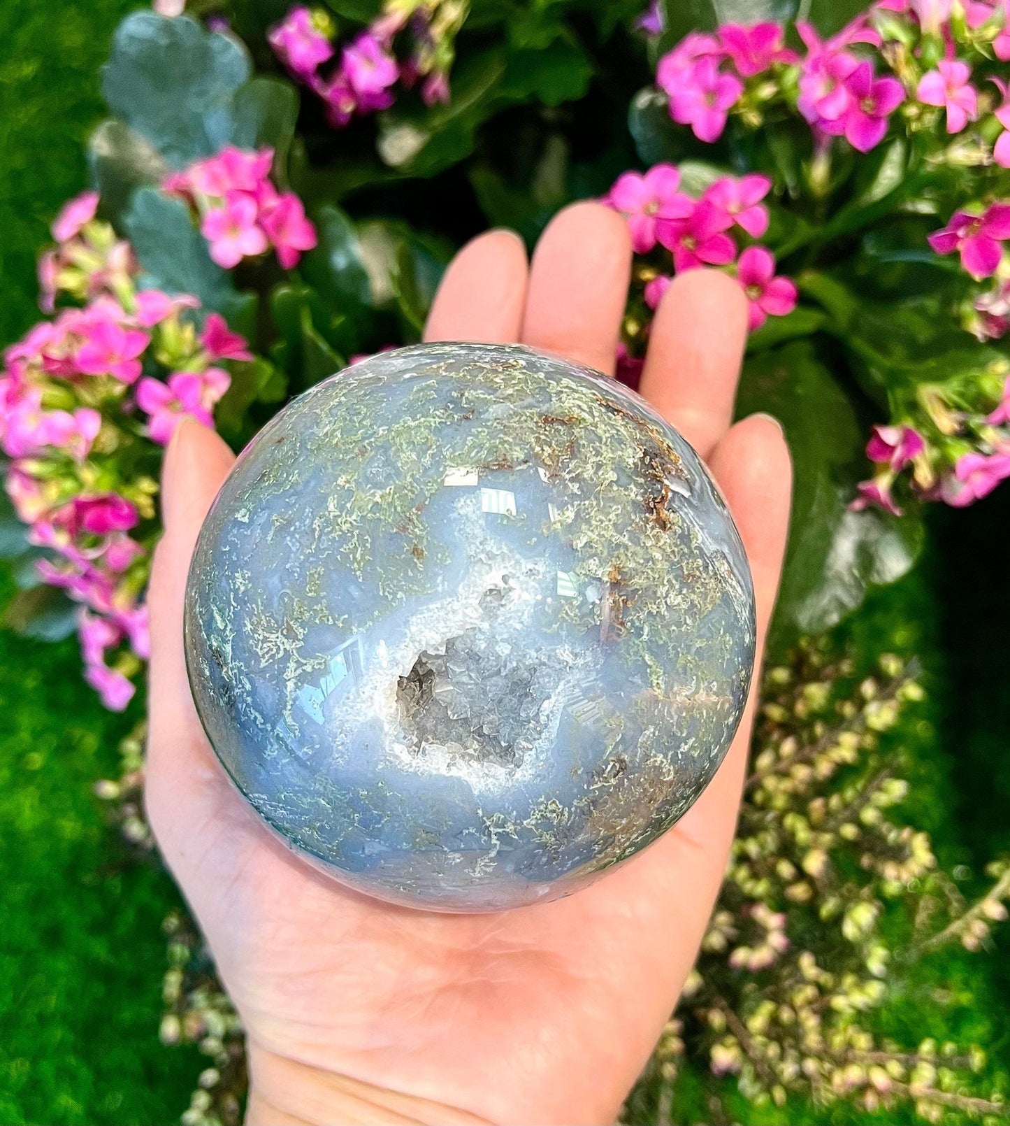 Wholesale Lot 4-5 Pcs 5.9 to 6 lbs Natural Moss Agate Spheres Crystal Ball