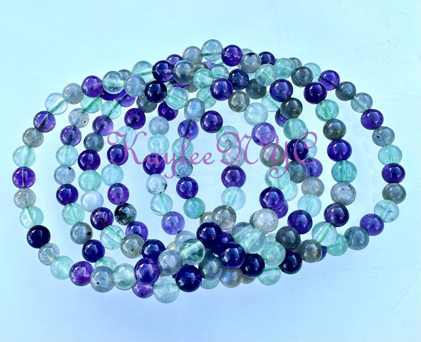 Wholesale 6 Pcs Crown Chakra Bracelet 6mm 7.5” Healing Energy Crystal