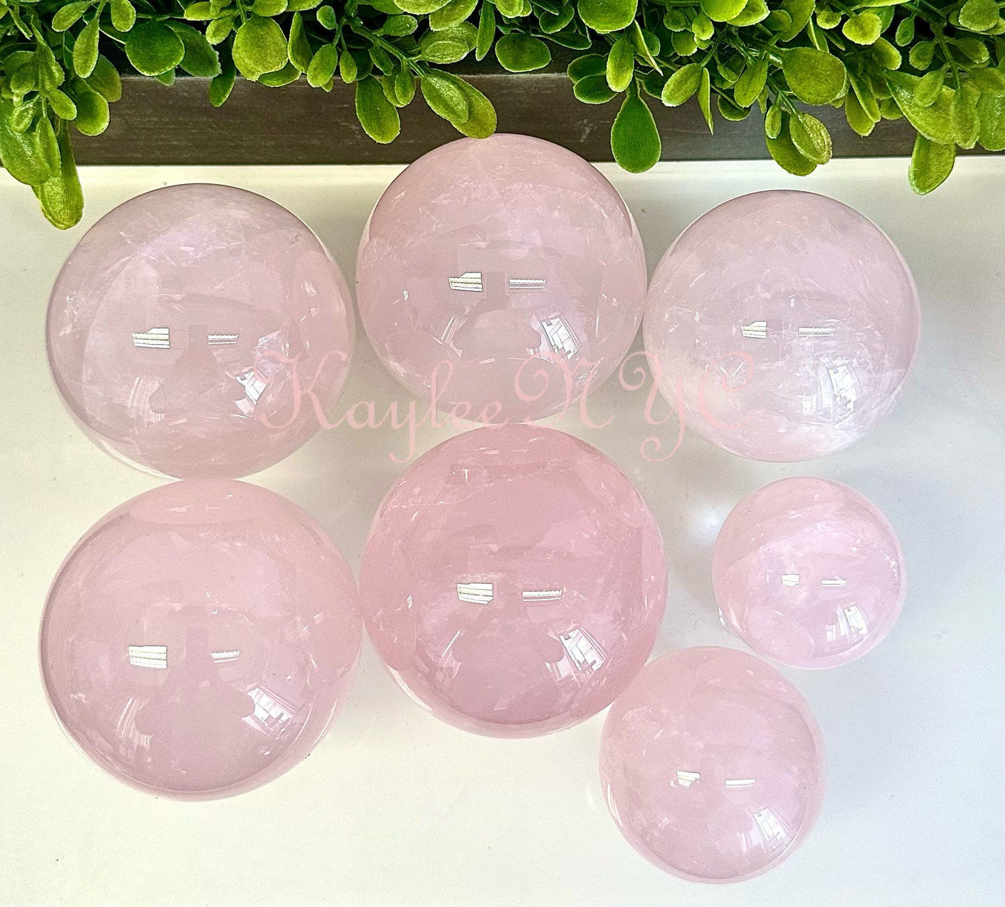 Wholesale Lot 7 PCs Natural Rose Quartz Spheres Crystal Ball very nice quality 4.8-5lbs