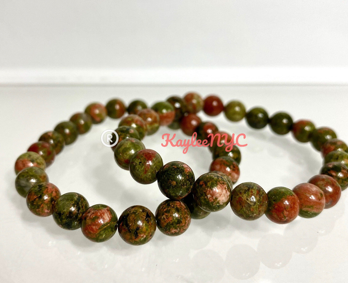 Wholesale 6 Pcs Natural Unakite 8mm 7.5” Crystal Healing Stretch Bracelet