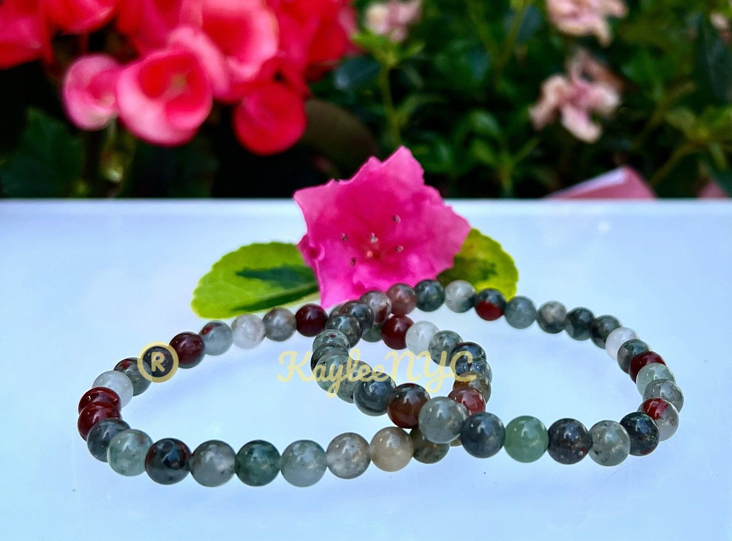 Wholesale Lot 6 Pcs Natural African Bloodstone 6mm 7.5” Crystal Healing Stretch Bracelet