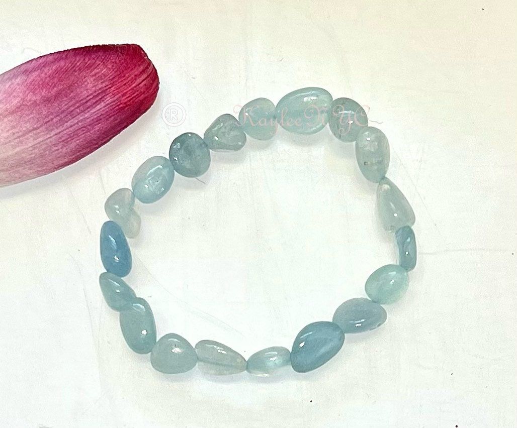 Wholesale 6 Pcs Natural Aquamarine 7.5” Crystal Healing Stretch Bracelet