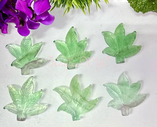 Wholesale Lot 6 PCs 2” Natural Fluorite Pot Leaf Healing Energy