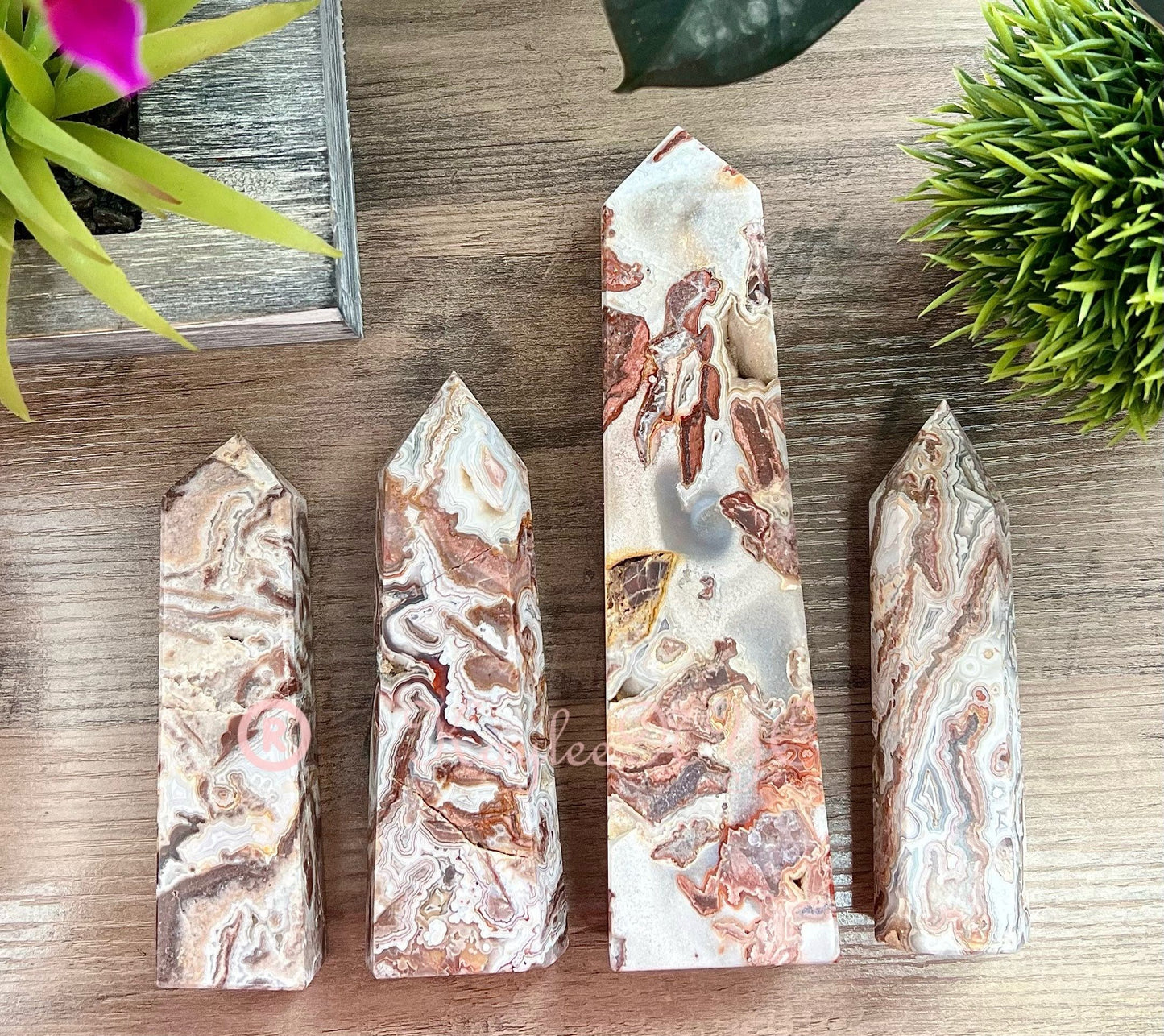 Wholesale Lot 3-4 PCs large Natural Mexican Red Crazy Lace Agate Obelisk Tower Point Crystal Healing