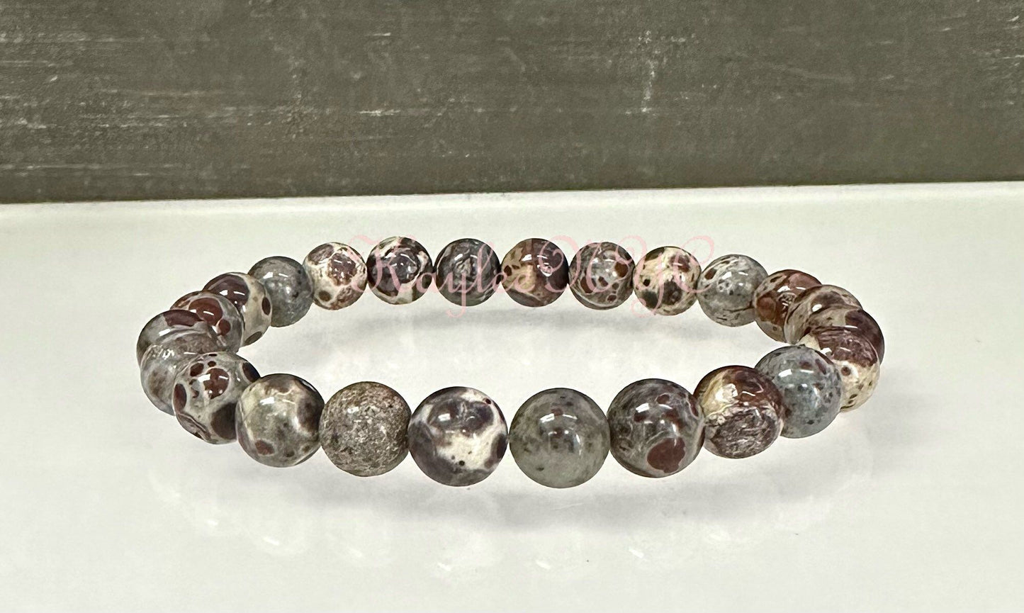 Wholesale 6 Pcs Natural Asteroid Jasper 8mm 7.5” Crystal Stretch Bracelet