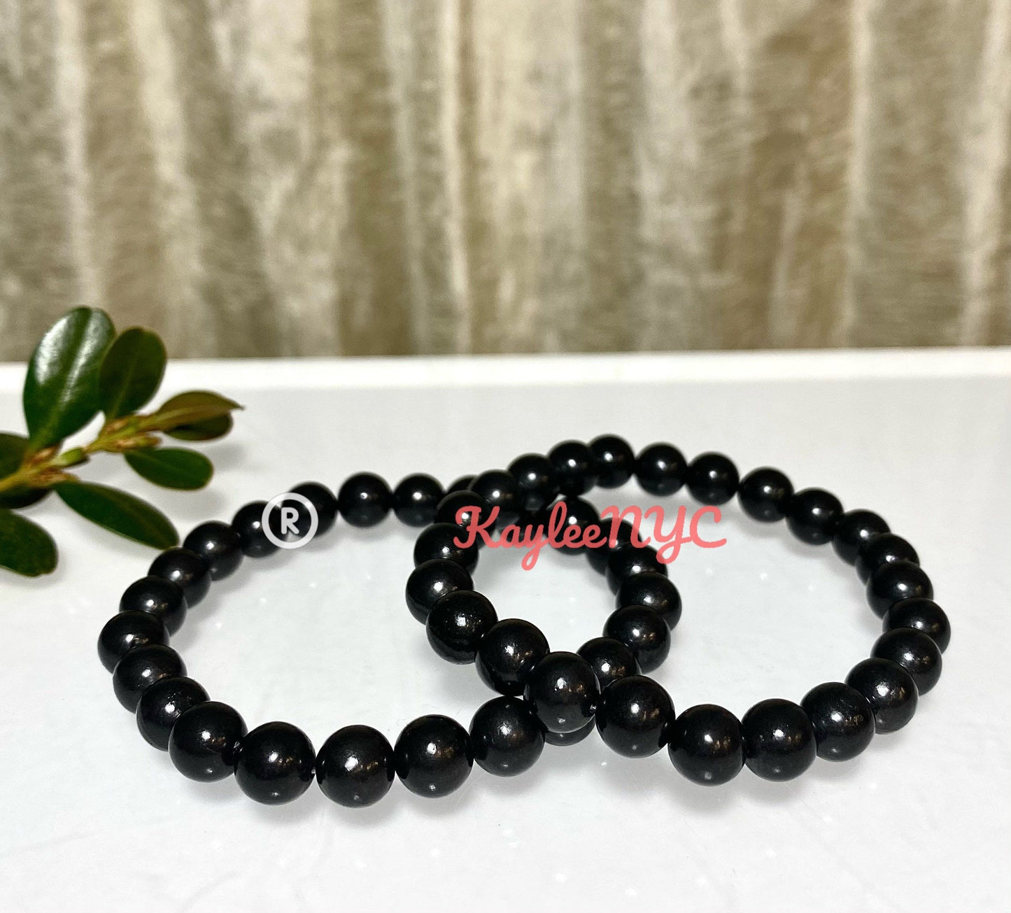 Wholesale 6 Pcs Natural Shungite 8mm 7.5” Crystal Healing Stretch Bracelet