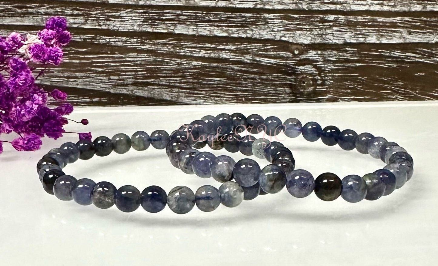 Wholesale Lot 6 Pcs Natural Iolite 6mm 7.5” Crystal Healing Stretch Bracelet