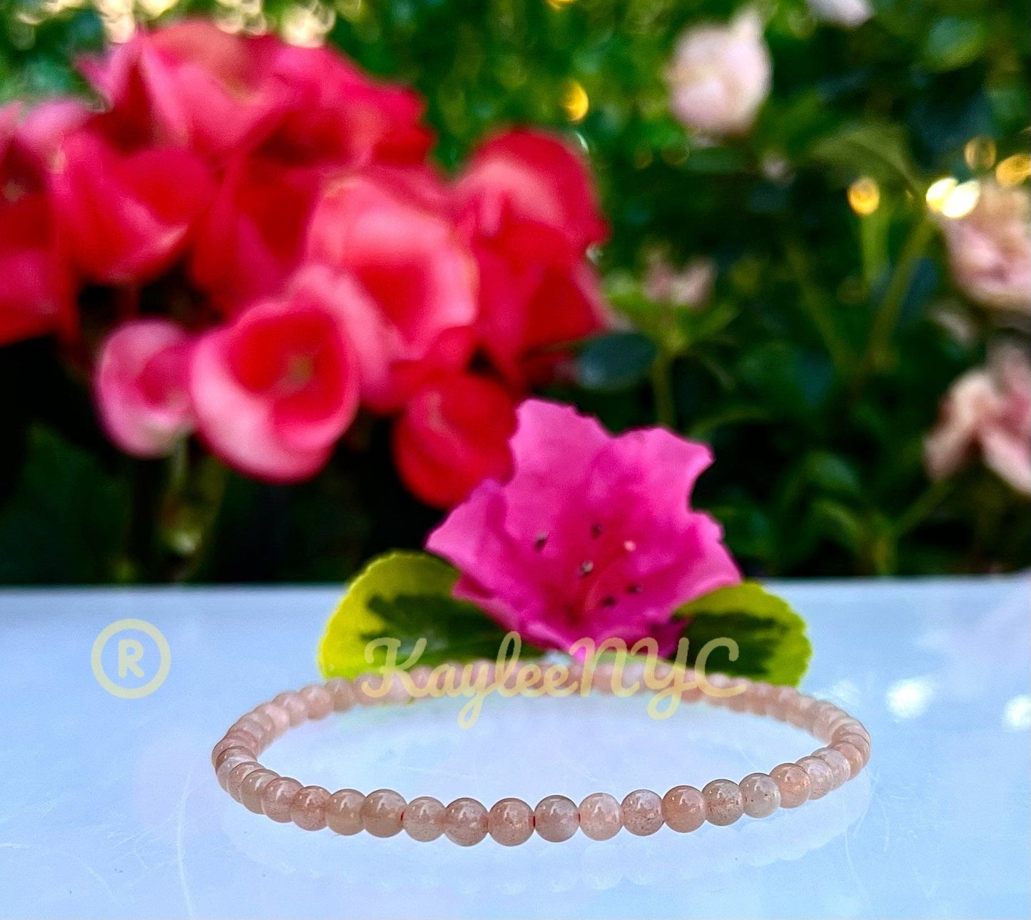 Wholesale Lot 6 Pcs Natural Peach Moonstone 4mm 7.5” Crystal Healing Stretch Bracelet