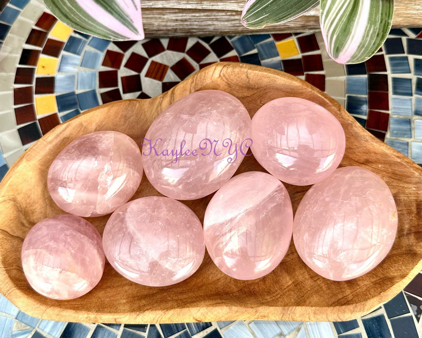 Wholesale Lot 2 Lbs Natural Rose Quartz Crystal Palm Stone Healing Energy