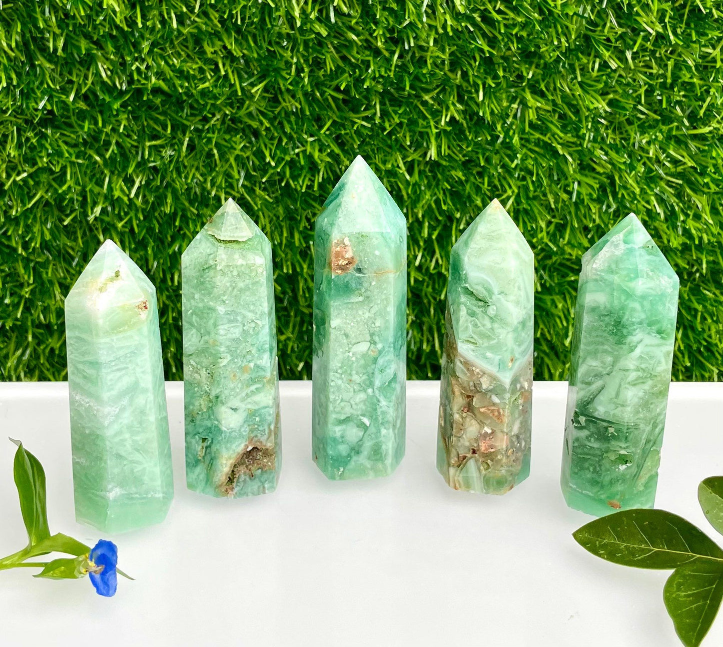 Wholesale Lot 1 lb Natural Green Opalized Fluorite Tower Obelisk Point Wand Crystal Energy Healing