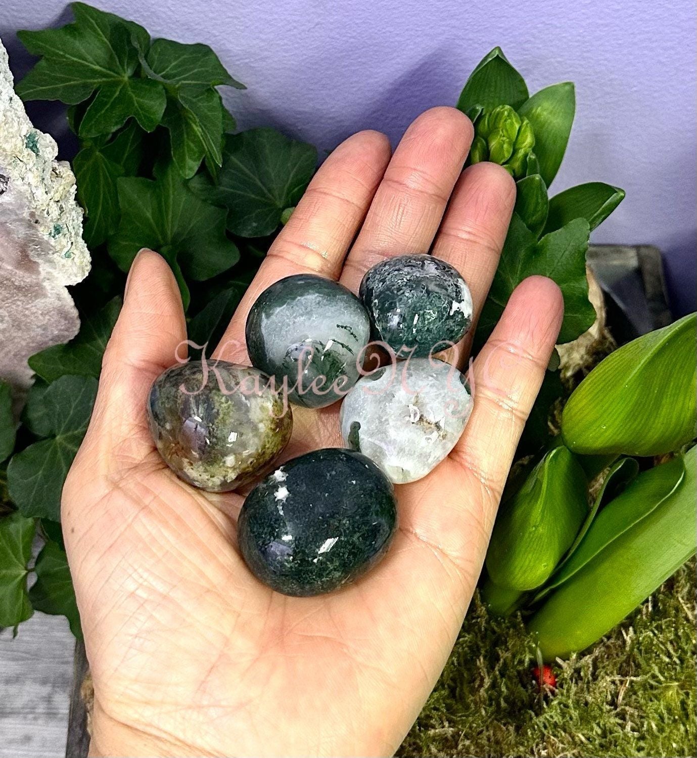 Wholesale Lot 2 lbs Natural Moss Agate Tumble Crystal Nice Quality Healing Energy