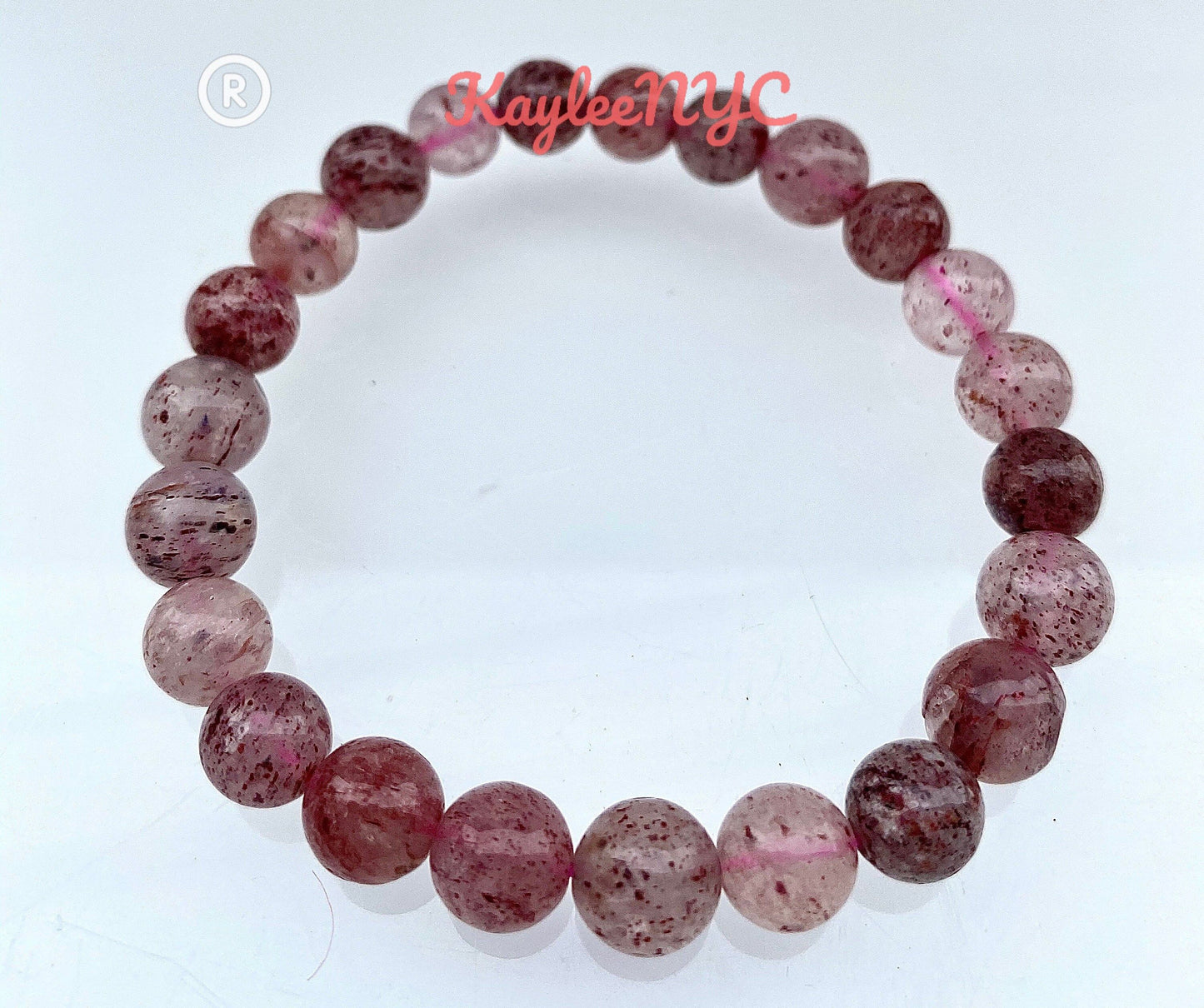 Wholesale Lot 6 Pcs Strawberry Quartz 8mm Crystal Healing Stretch Bracelet