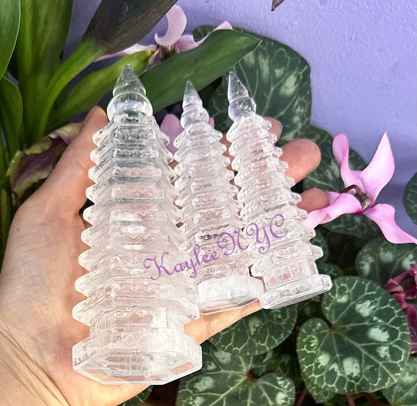 Wholesale Lot 4-5 PCs  Natural Clear Quartz Pagoda Tower Crystal Healing Energy