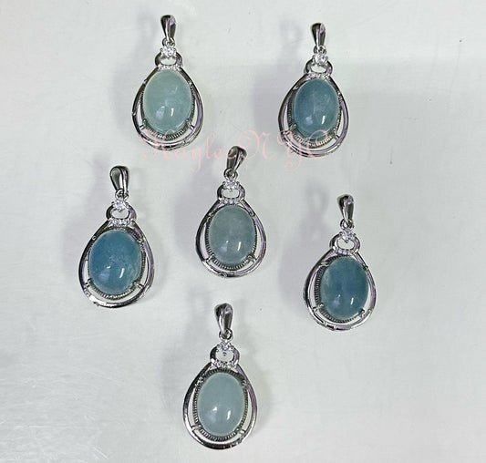 Wholesale Lot 6 Pcs Natural Aquamarine Pendant Crystal Healing Energy