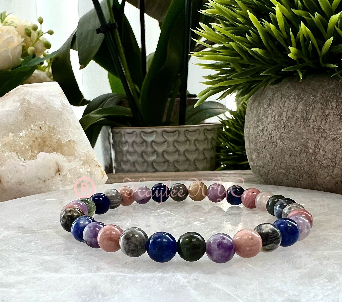 Wholesale 6 Pcs Natural 5 mix Crystals 6mm 7.5” Healing Stretch Bracelet