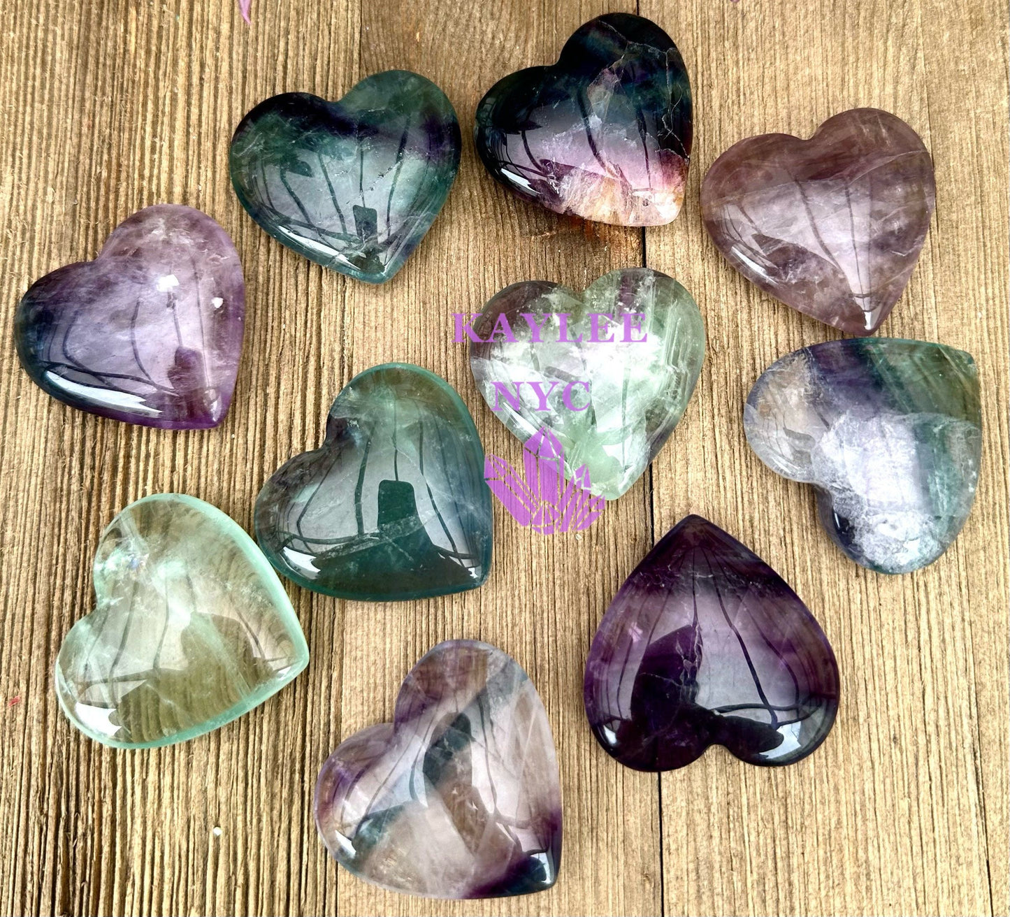 Wholesale Lot 10 Pcs 4cm Natural Fluorite Crystal Heart Healing Energy