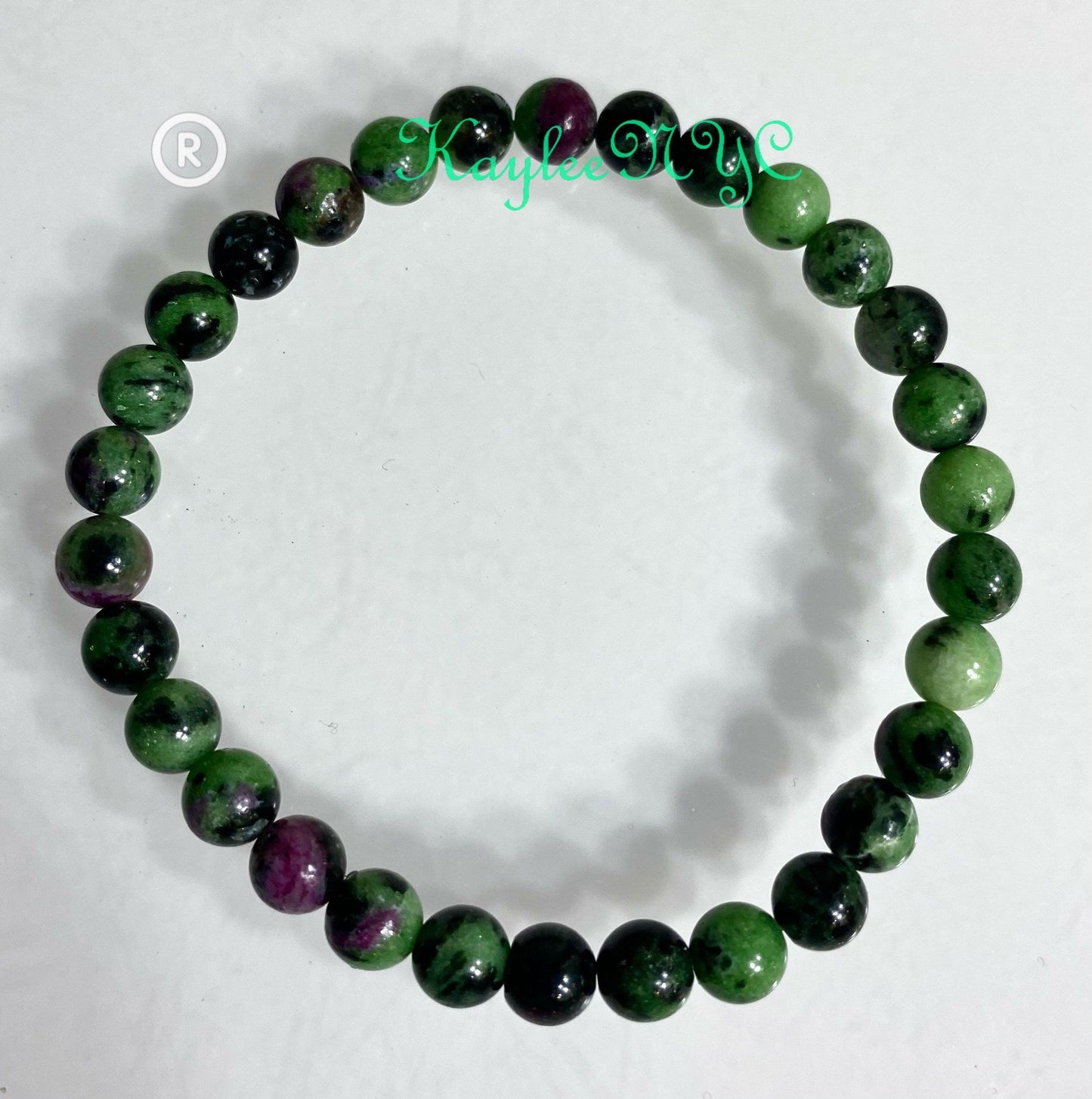 Wholesale 6 Pcs Natural Ruby Zoisite 6mm 7.5” Crystal Healing Stretch Bracelet