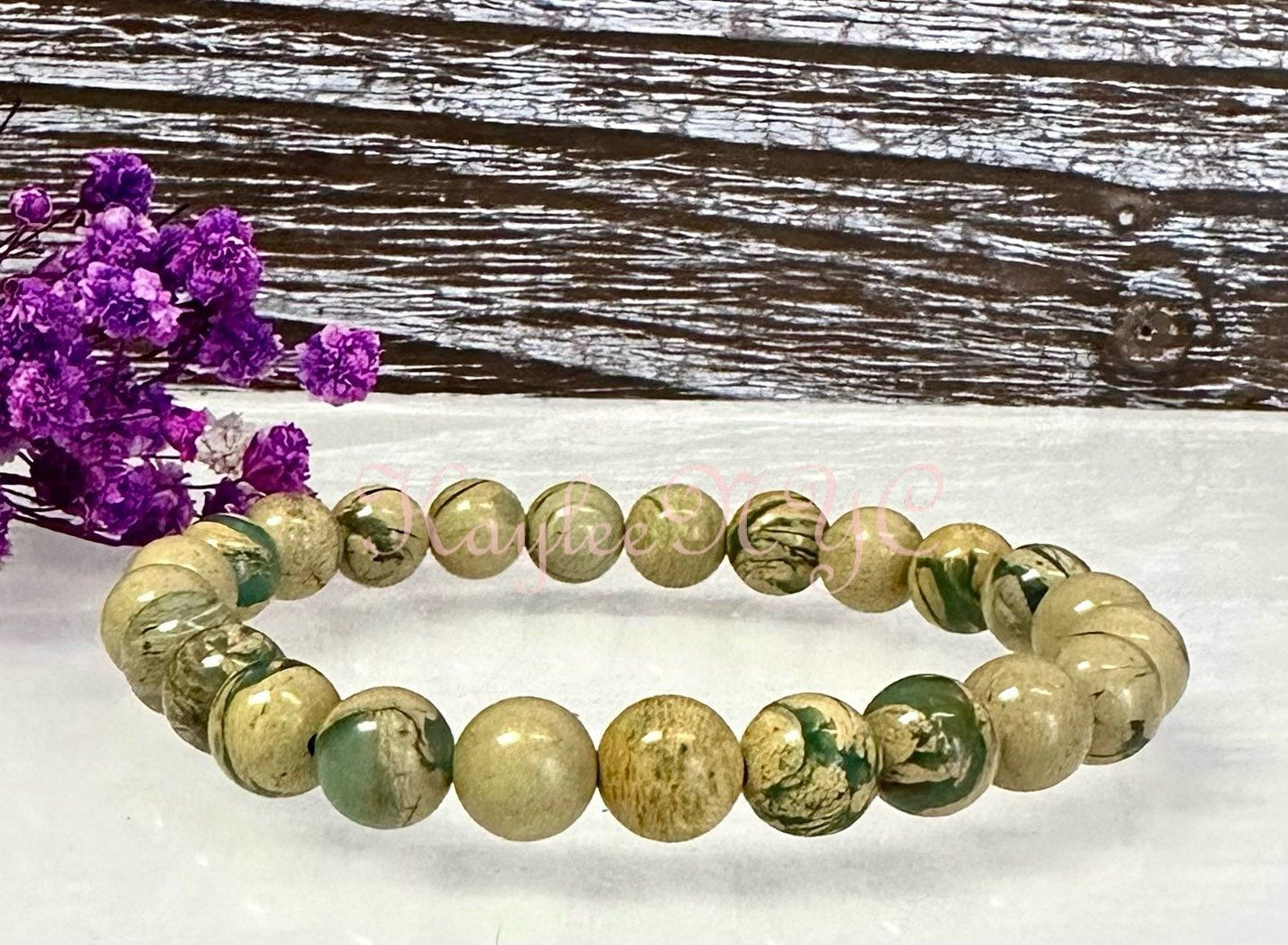 Wholesale 6 Pcs Natural Yellow Unakite Jasper Aka Chrysoprase 8mm 7.5” Crystal Healing Stretch Bracelet