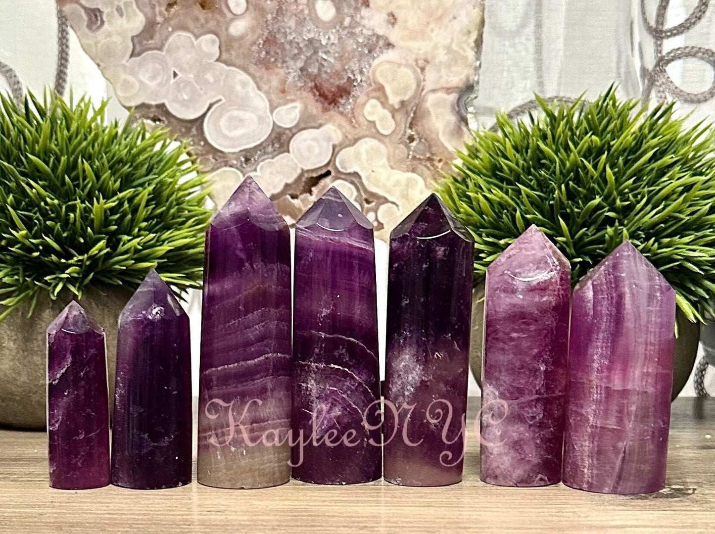 Wholesale Lot 2 Lbs Natural Magenta Fluorite Cylinders Tower Point Crystal Energy